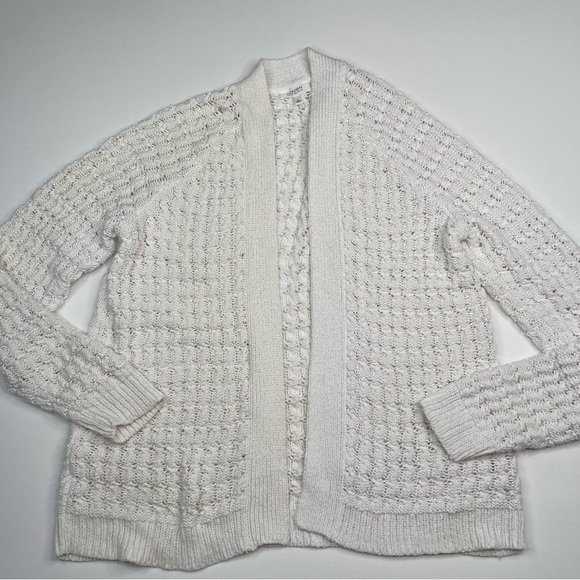 Haven Well Within Open Stitch Cardigan Sweater White Knit Beachy Boho Office - Picture 2 of 12